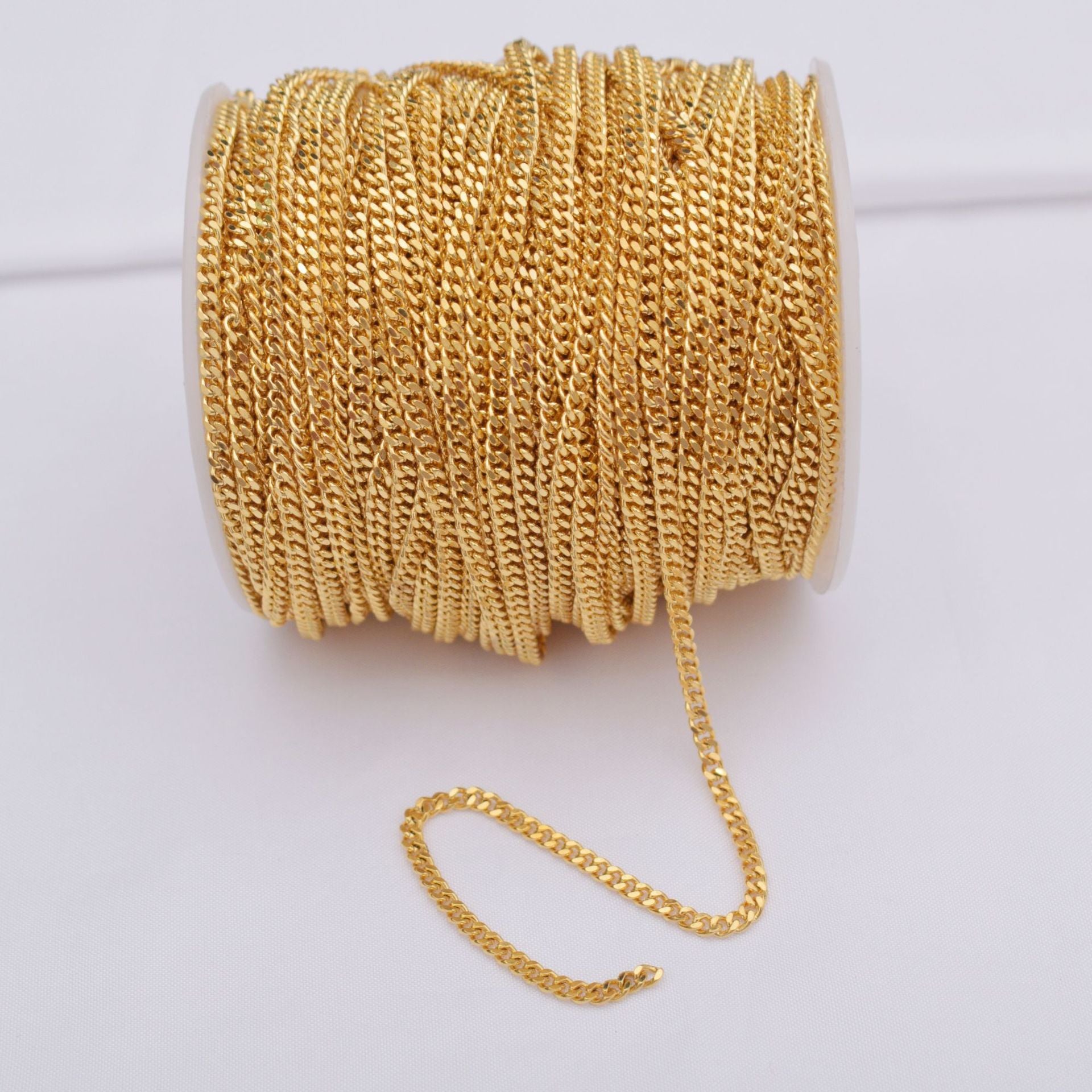 6.56 Feet/2M 18K Gold Filled Circle 2.5mm 3mm Necklace Bracelet Chains Roll For Jewelry Making Kit Chains Doki Decor   