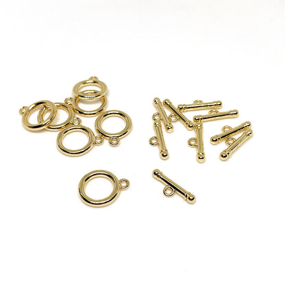 10 Sets 18K Gold Filled OT Clasps Toggle Clasps Smooth For Jewelry Making Finding Kits Repair Clasps Doki Decor 14K Gold  