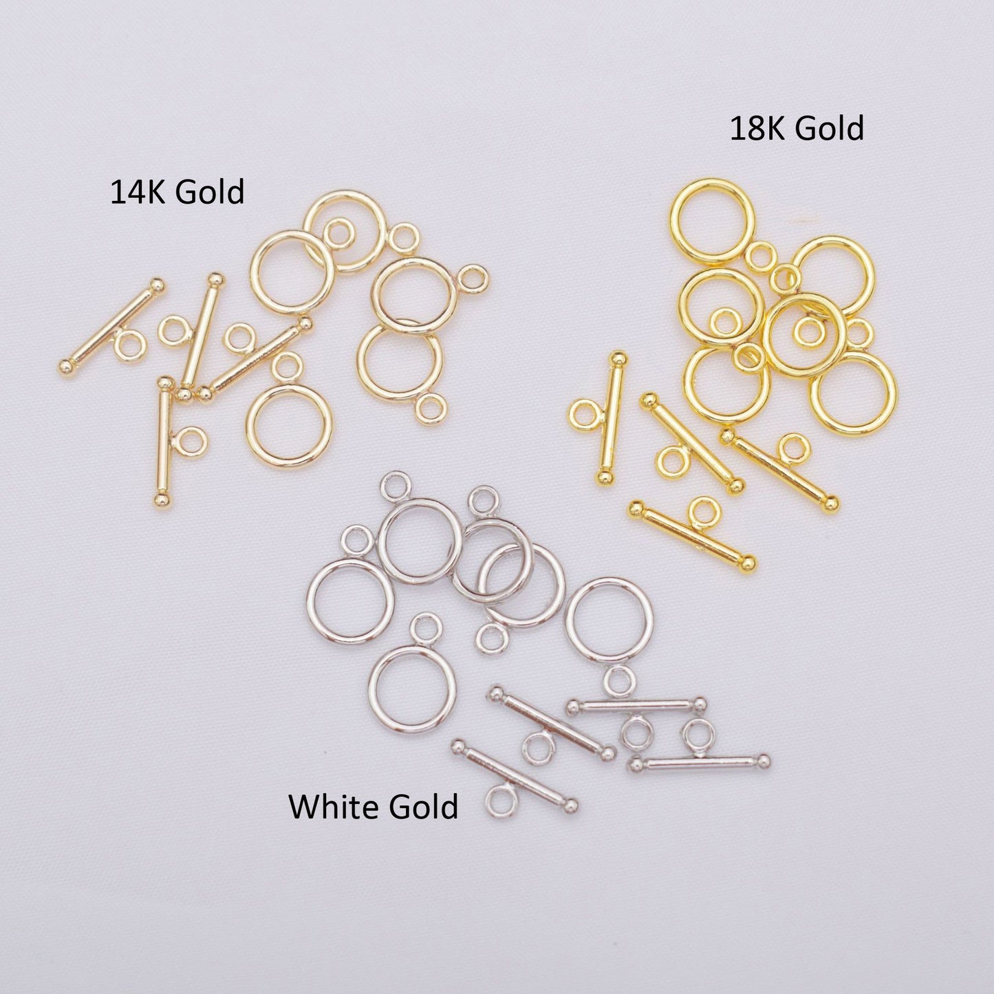 10 Sets 18K Gold Filled OT Clasps Toggle Clasps Smooth Twist With Loop For Jewelry Making Finding Kits Repair Clasps Doki Decor Smooth# 14K Gold 