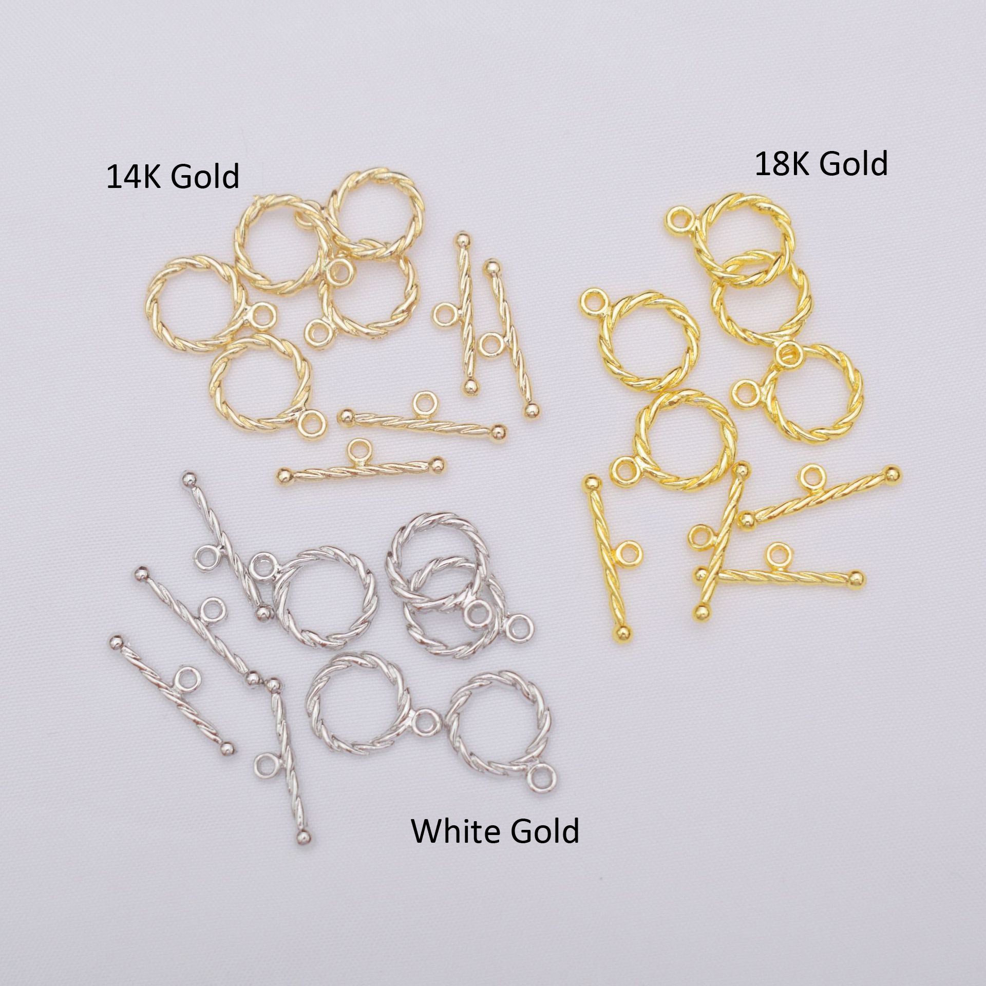 10 Sets 18K Gold Filled OT Clasps Toggle Clasps Smooth Twist With Loop For Jewelry Making Finding Kits Repair Clasps Doki Decor Twist# 14K Gold 