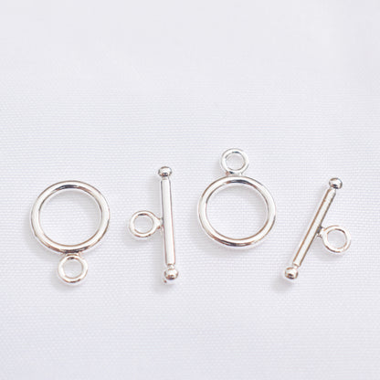 10 Sets 18K Gold Filled OT Clasps Toggle Clasps Smooth Twist With Loop For Jewelry Making Finding Kits Repair Clasps Doki Decor Smooth# Silver 