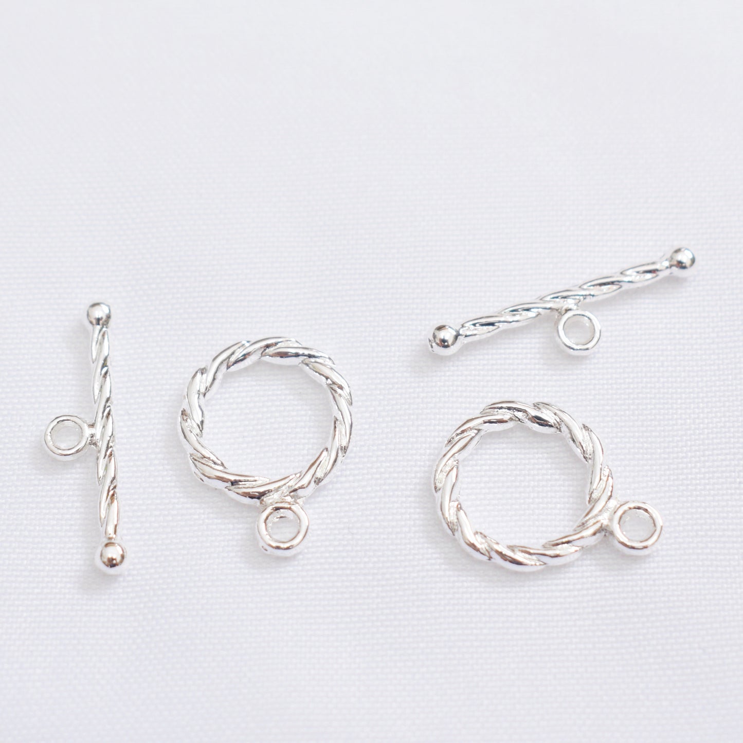 10 Sets 18K Gold Filled OT Clasps Toggle Clasps Smooth Twist With Loop For Jewelry Making Finding Kits Repair Clasps Doki Decor Twist# Silver 