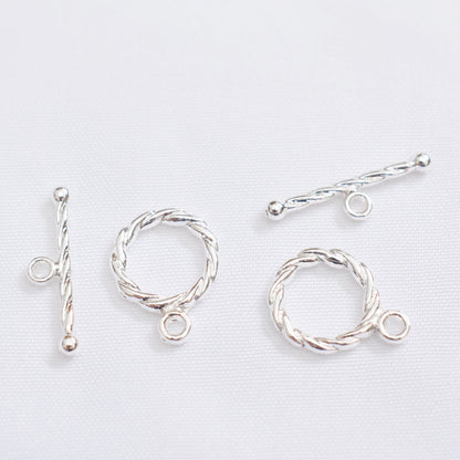 10 Sets 18K Gold Filled OT Clasps Toggle Clasps Smooth Twist With Loop For Jewelry Making Finding Kits Repair Clasps Doki Decor Twist# Silver 