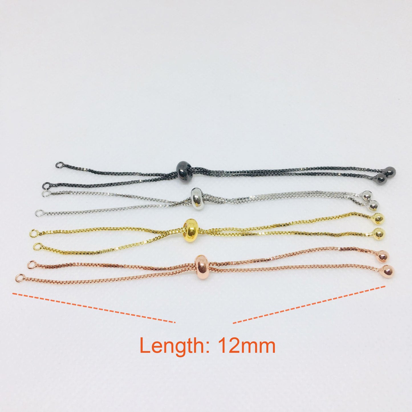 10PCS 18K Gold Filled Bead Adjustable Chain Connecting Bracelet Chains White Gold Rose Gold For Jewelry Making Kit Chains Doki Decor   