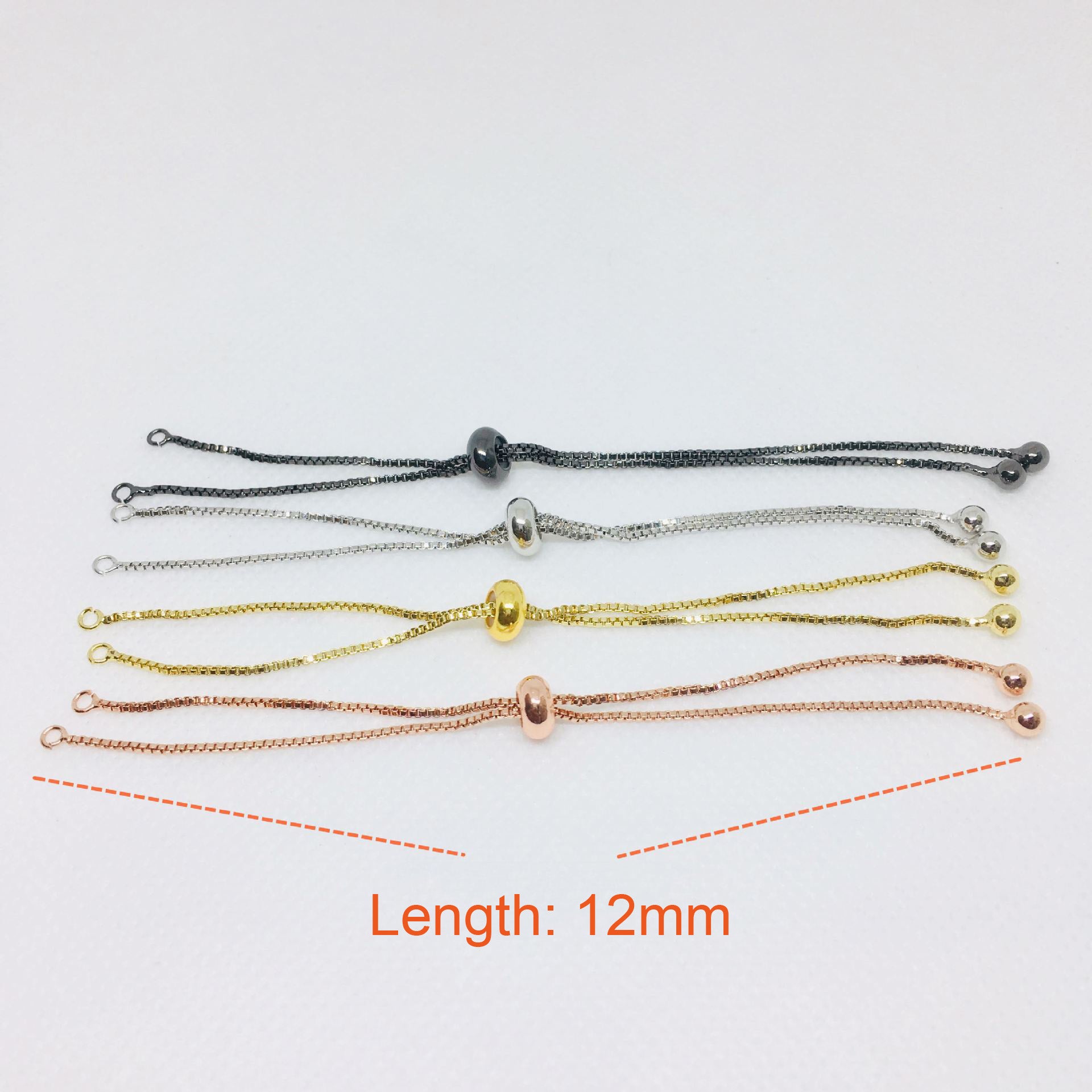 10PCS 18K Gold Filled Bead Adjustable Chain Connecting Bracelet Chains White Gold Rose Gold For Jewelry Making Kit Chains Doki Decor   