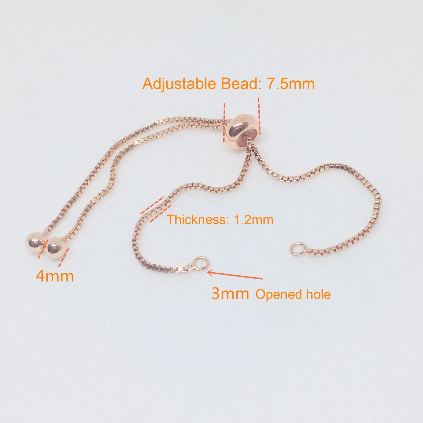 10PCS 18K Gold Filled Bead Adjustable Chain Connecting Bracelet Chains White Gold Rose Gold For Jewelry Making Kit Chains Doki Decor   