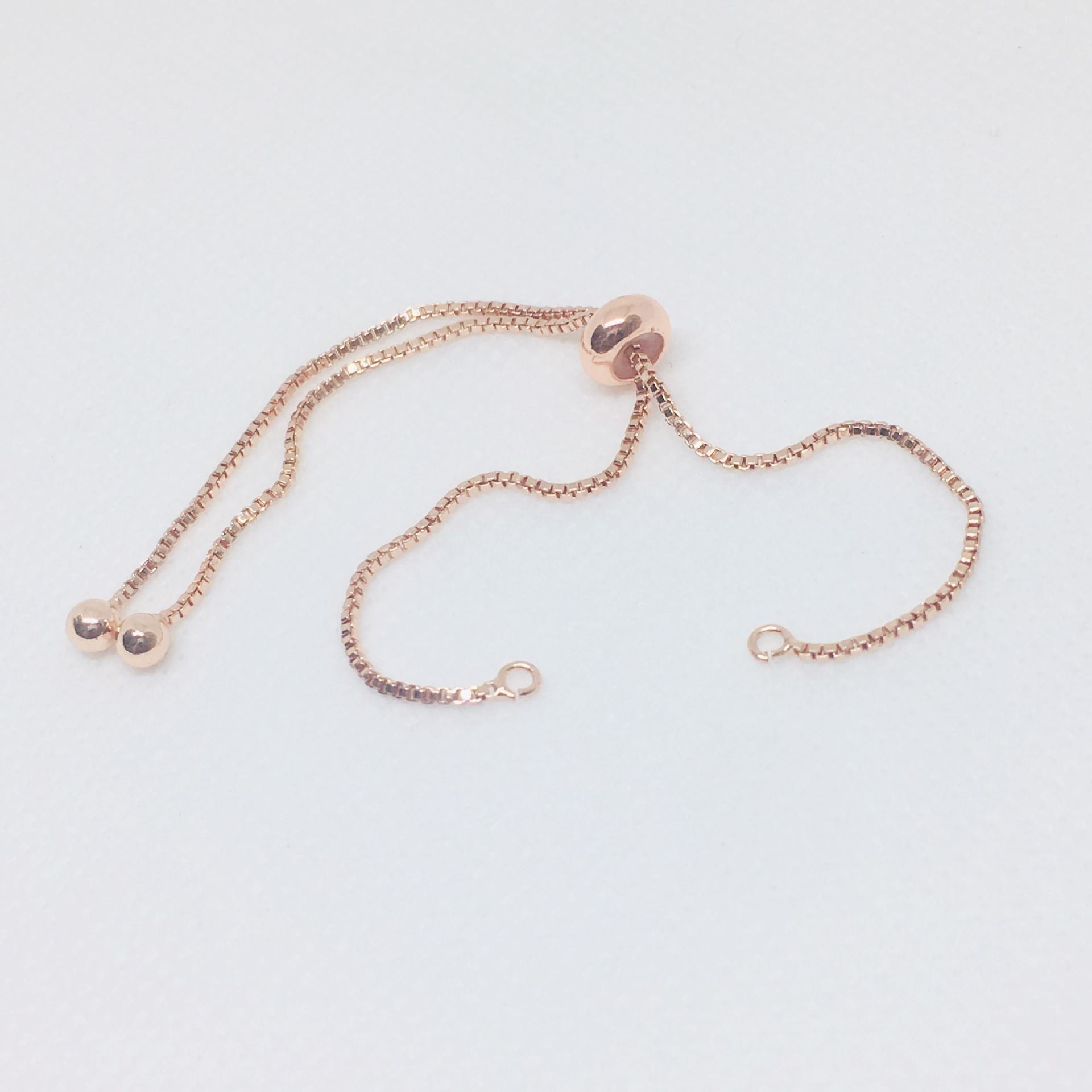 10PCS 18K Gold Filled Bead Adjustable Chain Connecting Bracelet Chains White Gold Rose Gold For Jewelry Making Kit Chains Doki Decor Rose Gold  