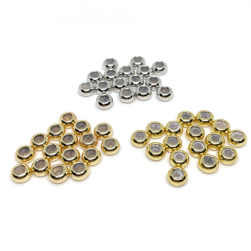 50PCS 18K Gold Filled Adjustable Crimp Beads Clasps Silicone White Gold For Jewelry Making Finding Kits Repair Clasps Doki Decor   