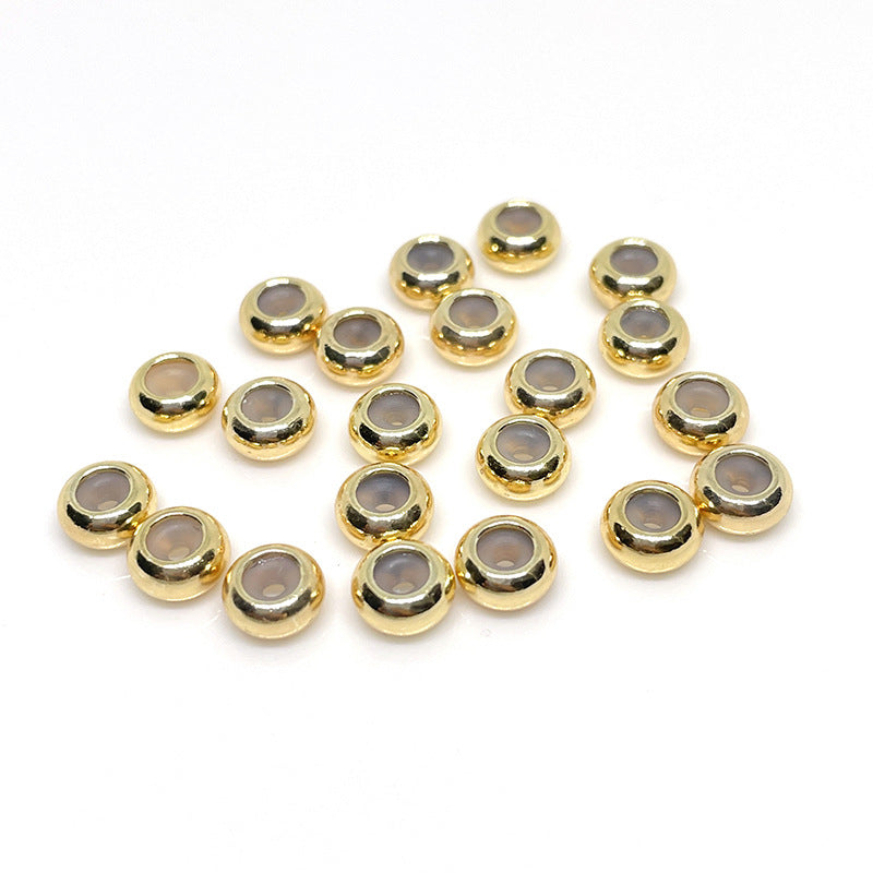 50PCS 18K Gold Filled Adjustable Crimp Beads Clasps Silicone White Gold For Jewelry Making Finding Kits Repair Clasps Doki Decor 14K Gold  