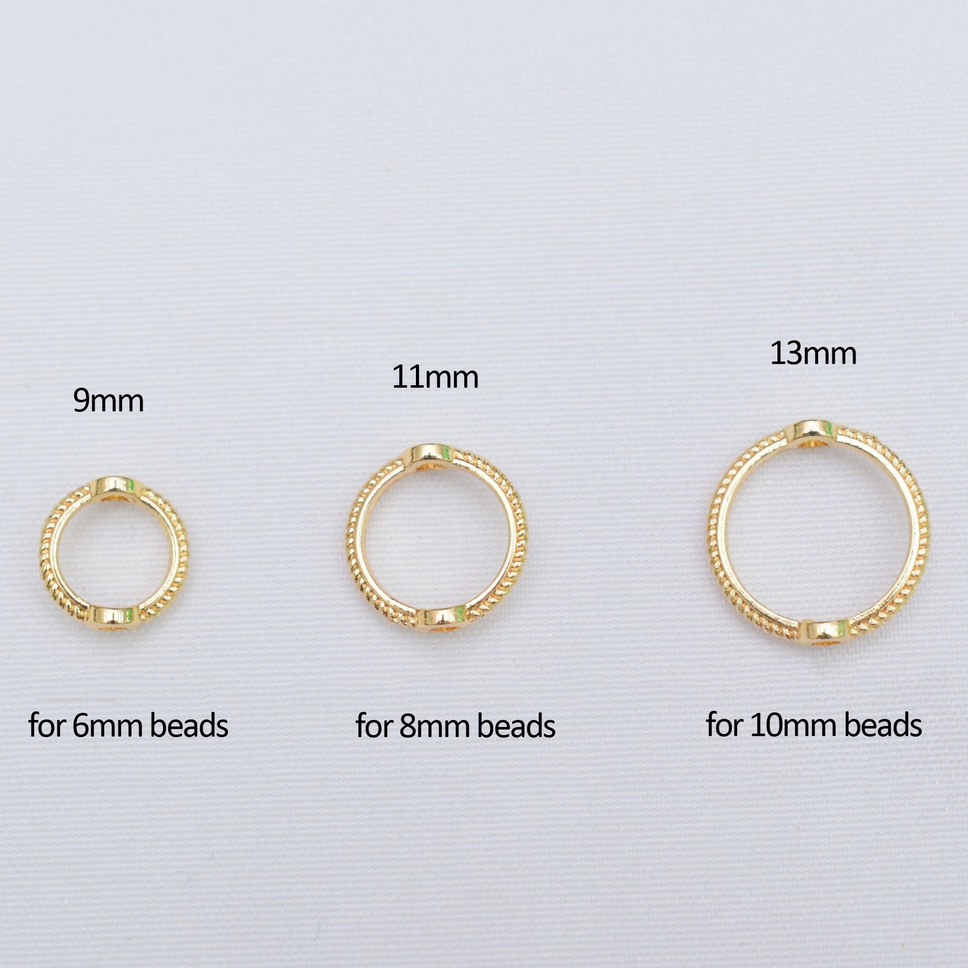 50PCS 18K Gold Filled Beads Collar Pattern Circle Round With Holes Silver For Jewelry Making DIY Beads Doki Decor   