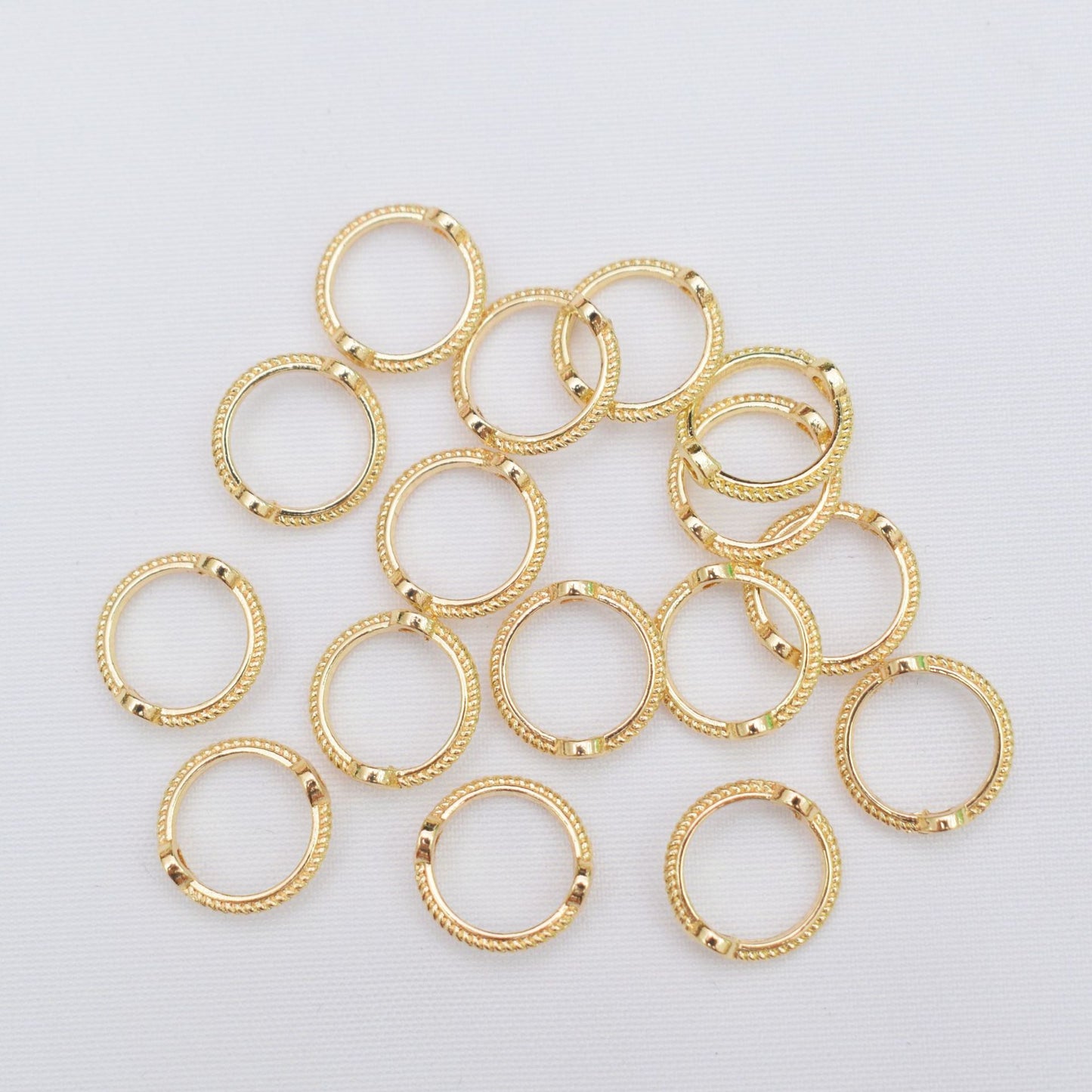 50PCS 18K Gold Filled Beads Collar Pattern Circle Round With Holes Silver For Jewelry Making DIY Beads Doki Decor 14K Gold 9mm 