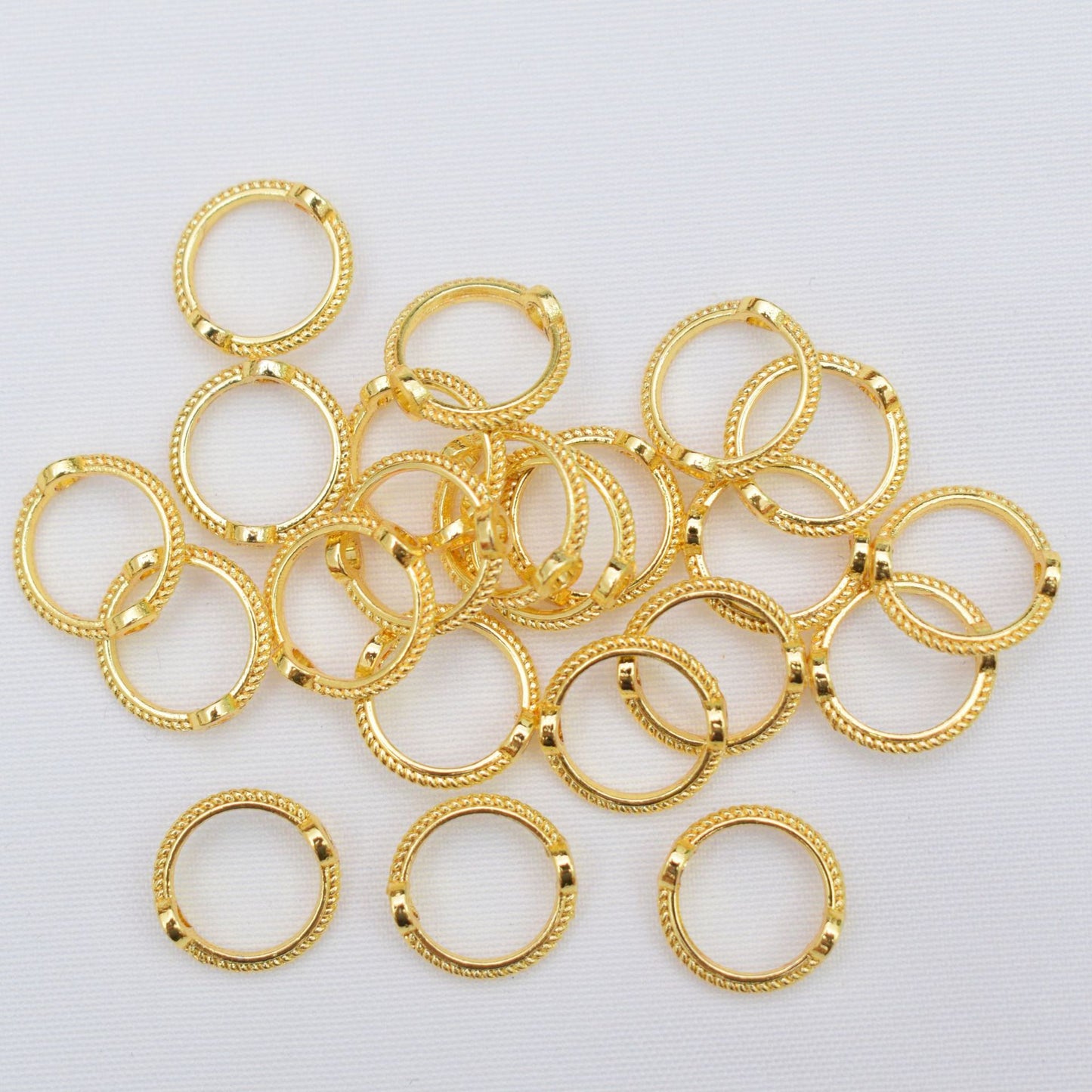 50PCS 18K Gold Filled Beads Collar Pattern Circle Round With Holes Silver For Jewelry Making DIY Beads Doki Decor 18K Gold 9mm 