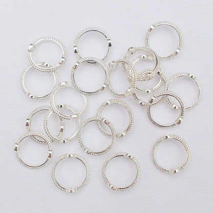 50PCS 18K Gold Filled Beads Collar Pattern Circle Round With Holes Silver For Jewelry Making DIY Beads Doki Decor Silver 9mm 