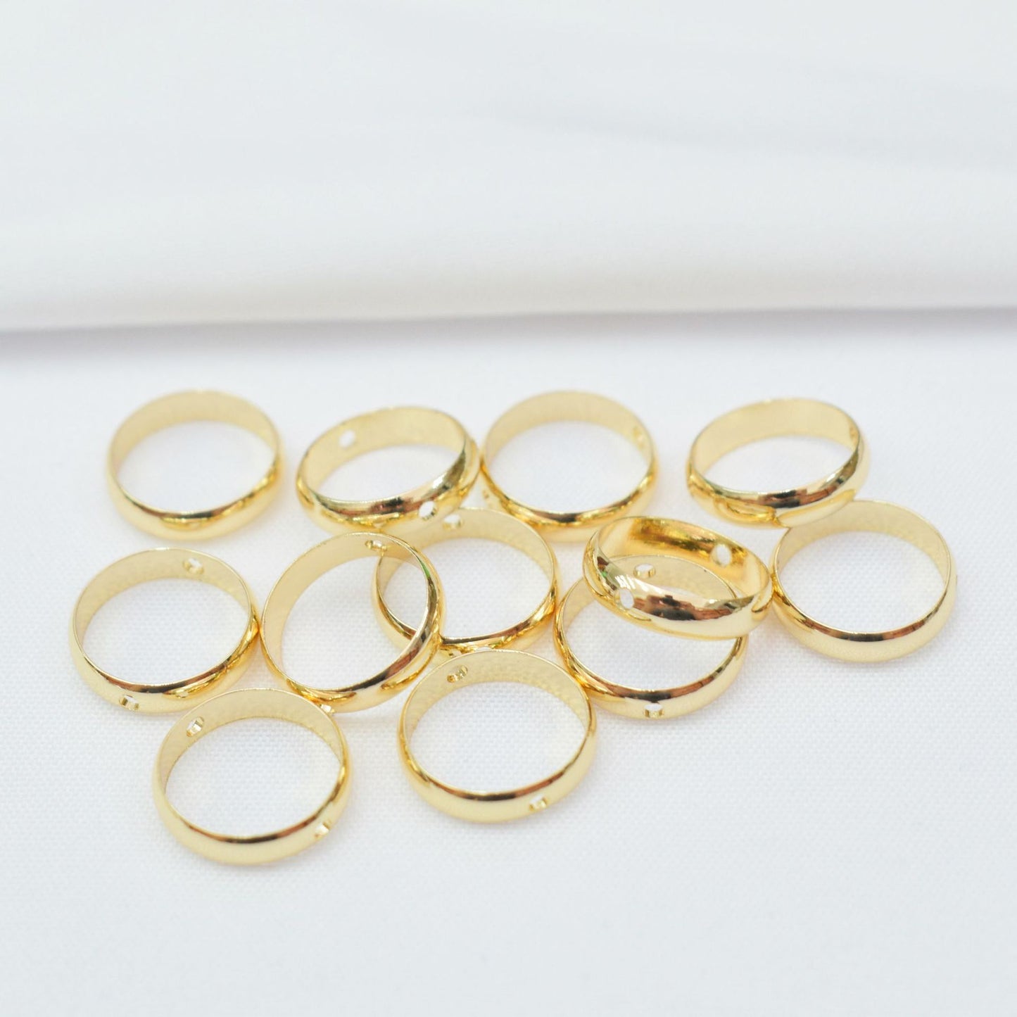 50PCS 18K Gold Filled Beads Collar Smooth 8mm 10mm 12mm Circle White Gold Silver With Hole For Jewelry Making DIY Beads Doki Decor 14K Gold 8mm (for 6mm beads) 