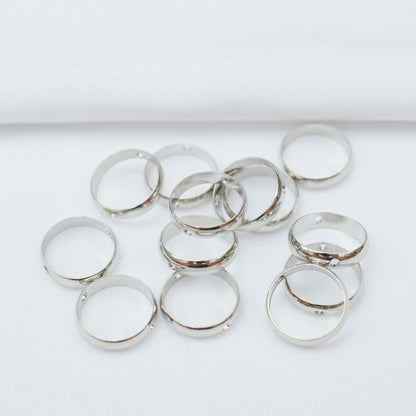 50PCS 18K Gold Filled Beads Collar Smooth 8mm 10mm 12mm Circle White Gold Silver With Hole For Jewelry Making DIY Beads Doki Decor White Gold 8mm (for 6mm beads) 