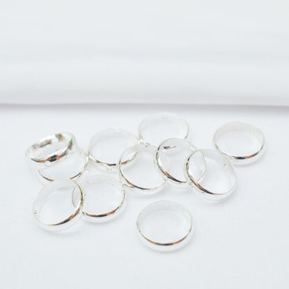 50PCS 18K Gold Filled Beads Collar Smooth 8mm 10mm 12mm Circle White Gold Silver With Hole For Jewelry Making DIY Beads Doki Decor Silver 8mm (for 6mm beads) 