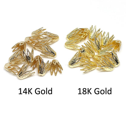 100PCS 18K Gold Filled Beads Pearls Tray Flower Hollow With Hole Charm For Jewelry Making DIY Beads Doki Decor   