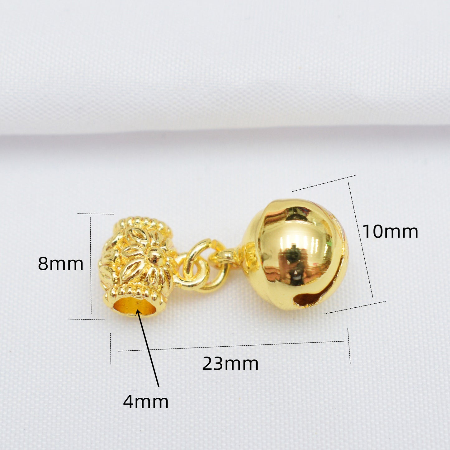 10PCS 18K Gold Filled Large Hole Beads Pendants Bell Ring Dangle Drop Charm For Jewelry Making DIY Pendants Doki Decor   