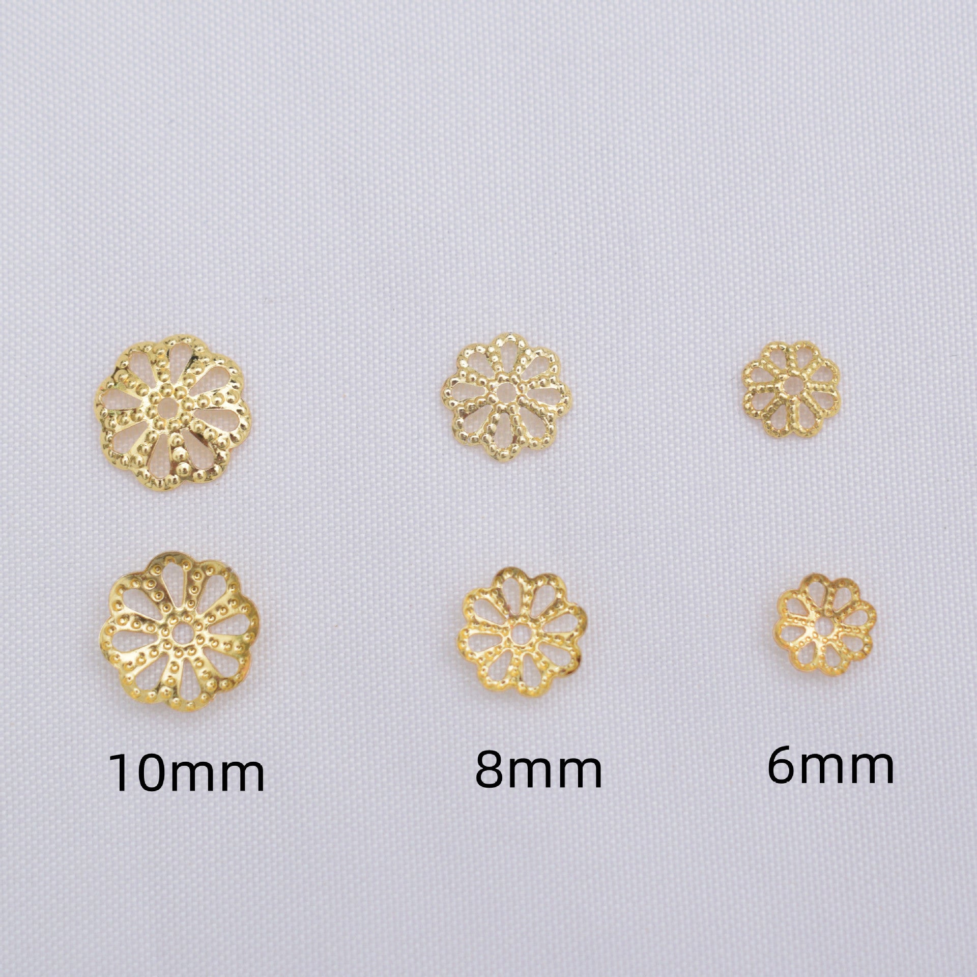 100PCS 18K Gold Filled Spacer Beads Tray Flower Hollow Bowl Flat Rose Gold Silver Large Hole For Jewelry Making DIY Beads Doki Decor   