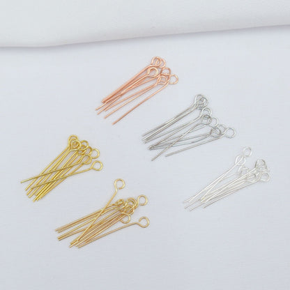 100PCS 18K Gold Filled Big Eye Beading Needle Seed Beads Pin Tube Wire Loop Hole DIY Jewelry Making Supplies Beading Needle Doki Decor   