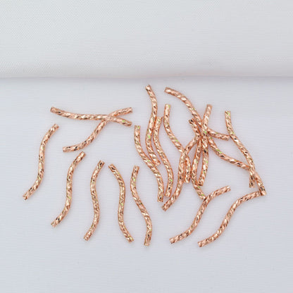 100PCS 18K Gold Filled Bracelet Chains Tube Pattern Bent Rose Gold Silver For Jewelry Making Kit Chains Doki Decor   