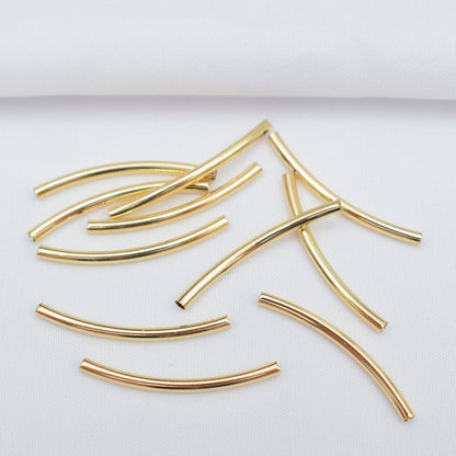 50PCS 18K Gold Filled Bracelet Chains Tube Bent Smooth Silver For Jewelry Making Kit Chains Doki Decor 14K Gold 1.5*30mm 