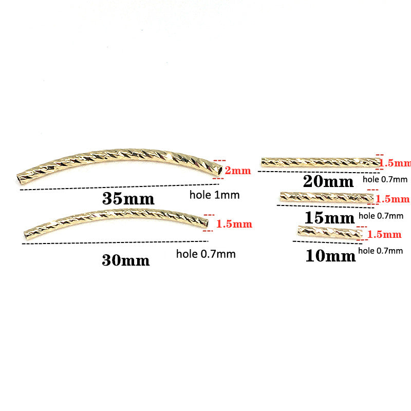 50PCS 18K Gold Filled Bracelet Chains Tube Pattern Bent Staright Silver For Jewelry Making Kit Chains Doki Decor   