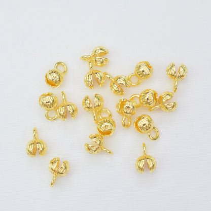 20PCS 18K Gold Filled Bud Clasps Beads Pearls Wrapped With Loop White Gold Silver For Jewelry Making Finding Kits Repair Clasps Doki Decor 18K Gold  