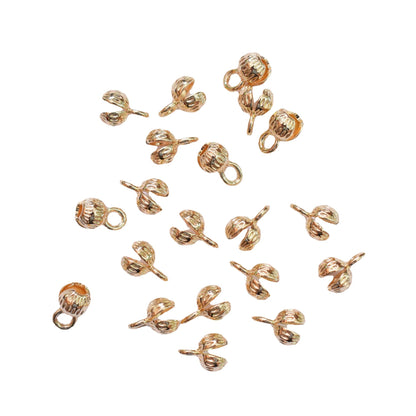 20PCS 18K Gold Filled Bud Clasps Beads Pearls Wrapped With Loop White Gold Silver For Jewelry Making Finding Kits Repair Clasps Doki Decor   