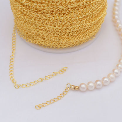 6.56 Feet/2M 18K Gold Filled Circle Chain Extenders Necklace Bracelet Chains Roll 14K White Gold Silver Rose Gold For Jewelry Making Kit Chains Doki Decor   