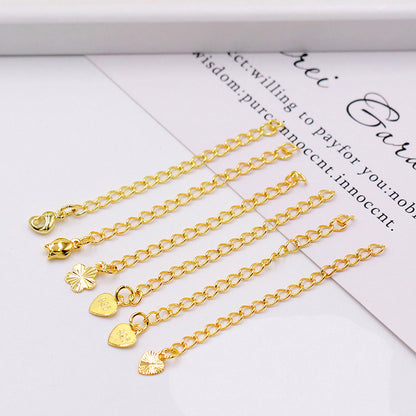 50PCS 18K Gold Filled Chain Extenders Waterdrop Star Heart Rose Leaf S925 Necklace Bracelet Chains White Gold For Jewelry Making Kit Chains Doki Decor   