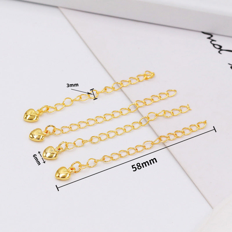 50PCS 18K Gold Filled Chain Extenders Waterdrop Star Heart Rose Leaf S925 Necklace Bracelet Chains White Gold For Jewelry Making Kit Chains Doki Decor 18K Gold Heart 