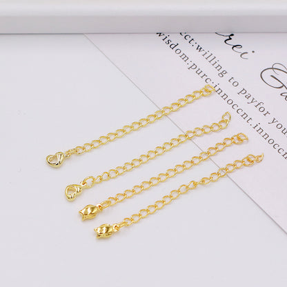 50PCS 18K Gold Filled Chain Extenders Waterdrop Star Heart Rose Leaf S925 Necklace Bracelet Chains White Gold For Jewelry Making Kit Chains Doki Decor   