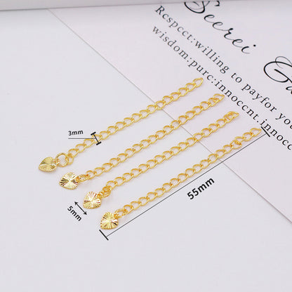 50PCS 18K Gold Filled Chain Extenders Waterdrop Star Heart Rose Leaf S925 Necklace Bracelet Chains White Gold For Jewelry Making Kit Chains Doki Decor 18K Gold Pattern Heart 