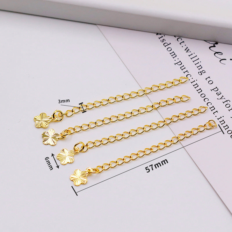 50PCS 18K Gold Filled Chain Extenders Waterdrop Star Heart Rose Leaf S925 Necklace Bracelet Chains White Gold For Jewelry Making Kit Chains Doki Decor 18K Gold Pattern Flower 