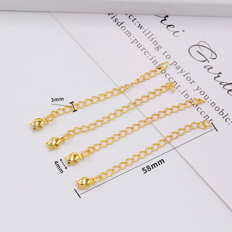 50PCS 18K Gold Filled Chain Extenders Waterdrop Star Heart Rose Leaf S925 Necklace Bracelet Chains White Gold For Jewelry Making Kit Chains Doki Decor 18K Gold Rose 