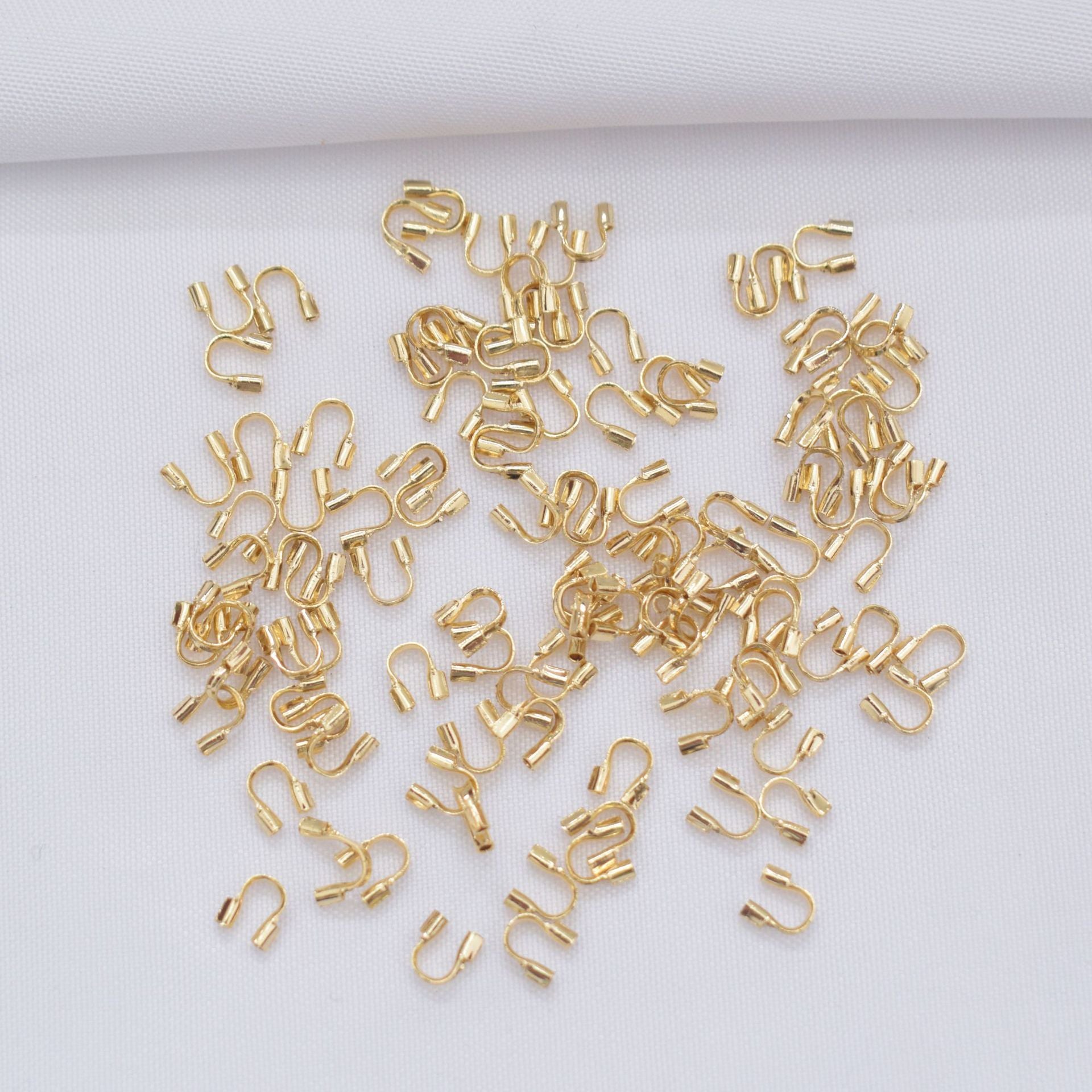 100PCS 18K Gold Filled Chain Protection Clasps U Type Connecting Clasps White Silver For Jewelry Making Finding Kits Repair Clasps Doki Decor 14K Gold  