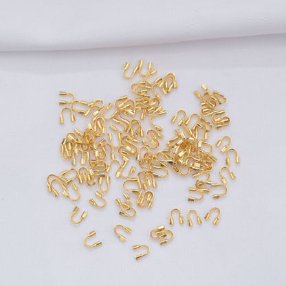 100PCS 18K Gold Filled Chain Protection Clasps U Type Connecting Clasps White Silver For Jewelry Making Finding Kits Repair Clasps Doki Decor 18K Gold  