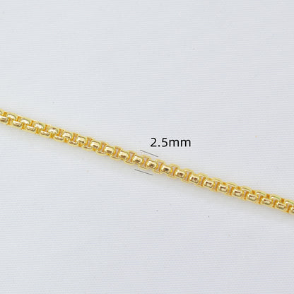 6.56 Feet/2M 18K Gold Filled Cube Square Box Necklace Bracelet Chains Roll For Jewelry Making Kit Chains Doki Decor   