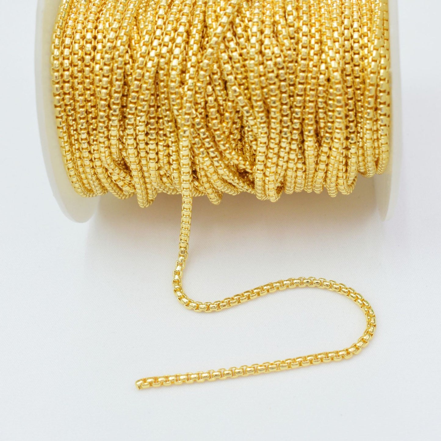 6.56 Feet/2M 18K Gold Filled Cube Square Box Necklace Bracelet Chains Roll For Jewelry Making Kit Chains Doki Decor 18K Gold  