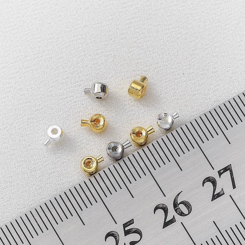 100PCS 18K Gold Filled Jewelry Clasps Crimp Bead Covers Kits Cylinder White Gold Silver Rose Gold Findings Repair Clasps Doki Decor   