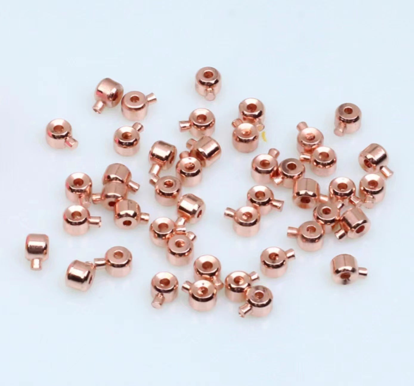 100PCS 18K Gold Filled Jewelry Clasps Crimp Bead Covers Kits Cylinder White Gold Silver Rose Gold Findings Repair Clasps Doki Decor Rose Gold  