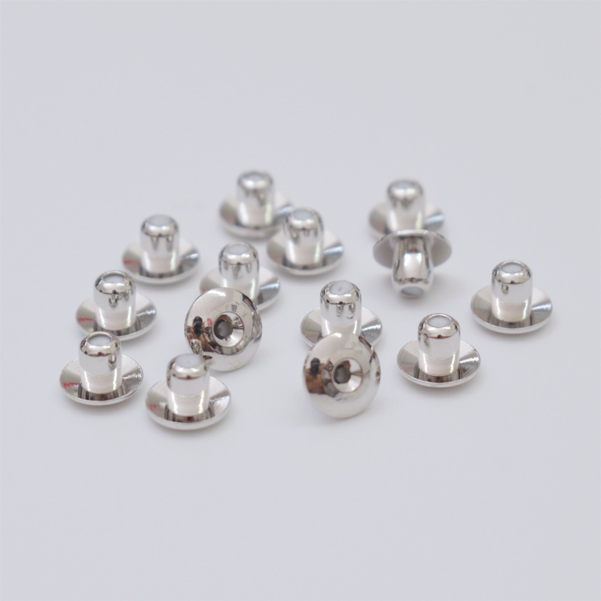 50PCS 18K Gold Filled Earring Backs Hat Bullet Ear Stoppers White Gold Rose Gold Silver Replacement For Jewelry Making DIY Earrings Backs Doki Decor Hat# White Gold 