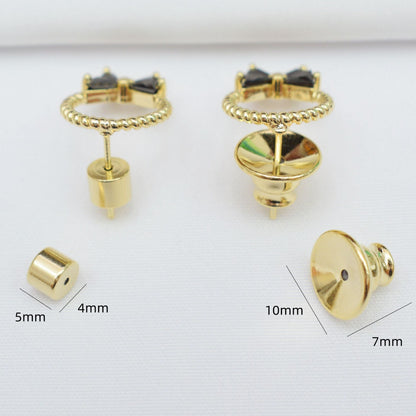 10PCS 18K Gold Filled Earring Backs Hat Cylinder Ear Stoppers White Gold Rose Gold Silver Replacement For Jewelry Making DIY Earrings Backs Doki Decor   