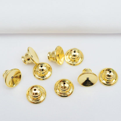 10PCS 18K Gold Filled Earring Backs Hat Cylinder Ear Stoppers White Gold Rose Gold Silver Replacement For Jewelry Making DIY Earrings Backs Doki Decor Hat# 18K Gold 