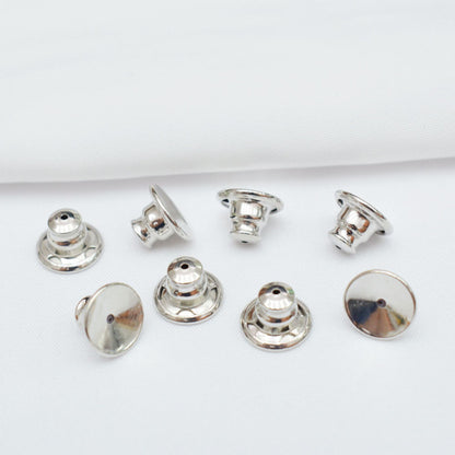 10PCS 18K Gold Filled Earring Backs Hat Cylinder Ear Stoppers White Gold Rose Gold Silver Replacement For Jewelry Making DIY Earrings Backs Doki Decor Hat# White Gold 