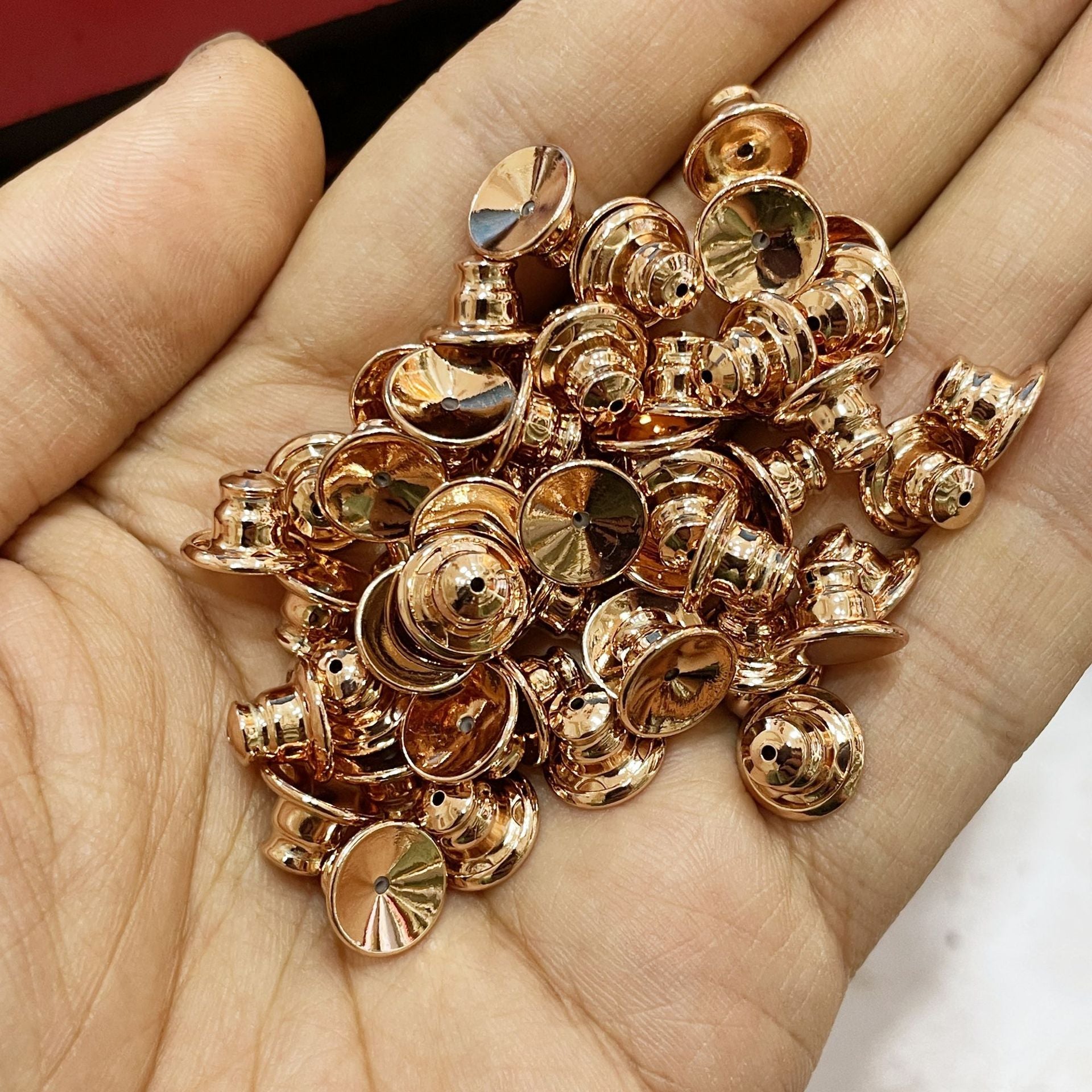 10PCS 18K Gold Filled Earring Backs Hat Cylinder Ear Stoppers White Gold Rose Gold Silver Replacement For Jewelry Making DIY Earrings Backs Doki Decor Hat# Rose Gold 