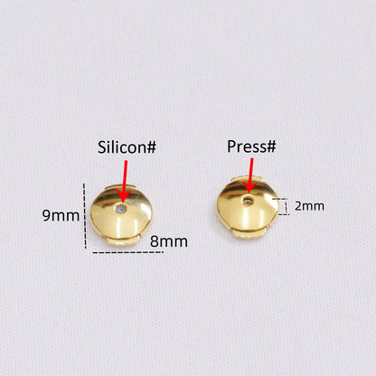 10PCS 18K Gold Filled Earring Backs Round Flat Silicone Press Ear Stoppers White Gold Rose Gold Replacement For Jewelry Making DIY Earrings Backs Doki Decor   