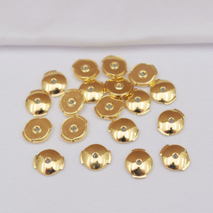 10PCS 18K Gold Filled Earring Backs Round Flat Silicone Press Ear Stoppers White Gold Rose Gold Replacement For Jewelry Making DIY Earrings Backs Doki Decor   