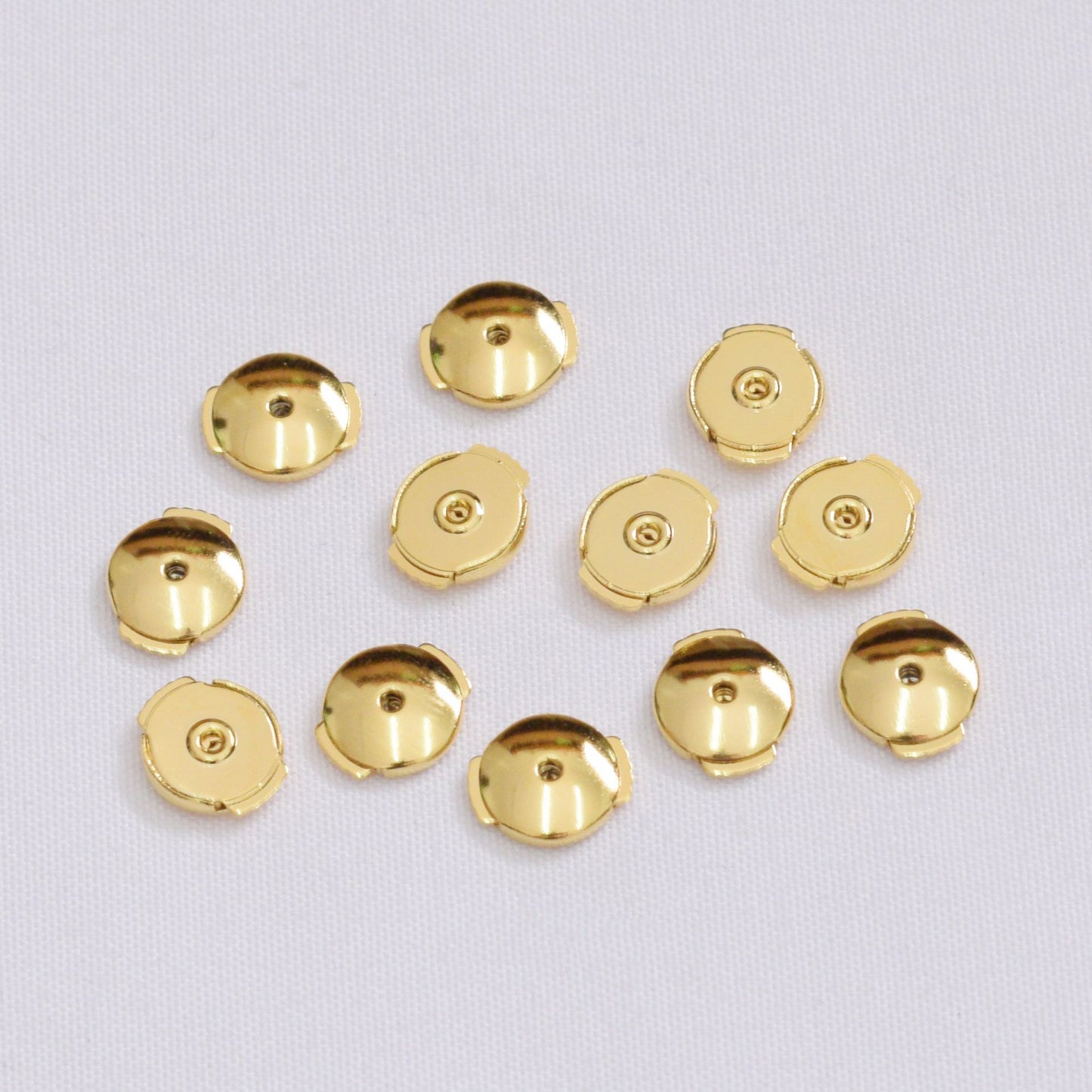 10PCS 18K Gold Filled Earring Backs Round Flat Silicone Press Ear Stoppers White Gold Rose Gold Replacement For Jewelry Making DIY Earrings Backs Doki Decor Press# 18K Gold 